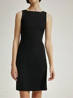 Theory Wool Sheath Dress Black Sleeveless Career Office Workwear - Size 10